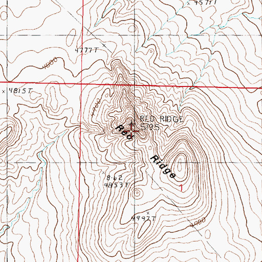 Topographic Map of Red Ridge, NV