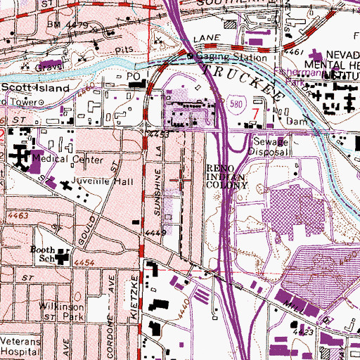 Topographic Map of Reno Indian Colony (historical), NV