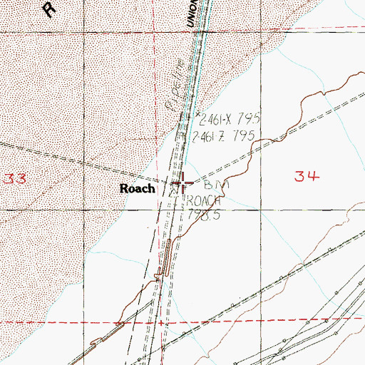 Topographic Map of Roach, NV