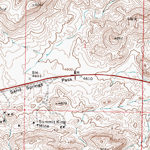 Topographic Map of Sand Springs Pass, NV