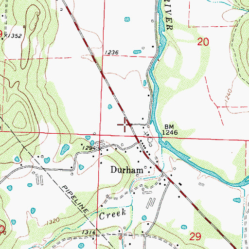 Topographic Map of Durham Post Office (historical), AR
