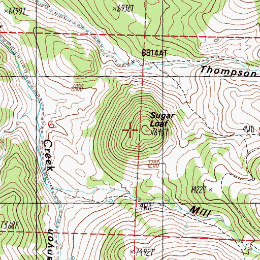 Topographic Map of Sugar Loaf, NV