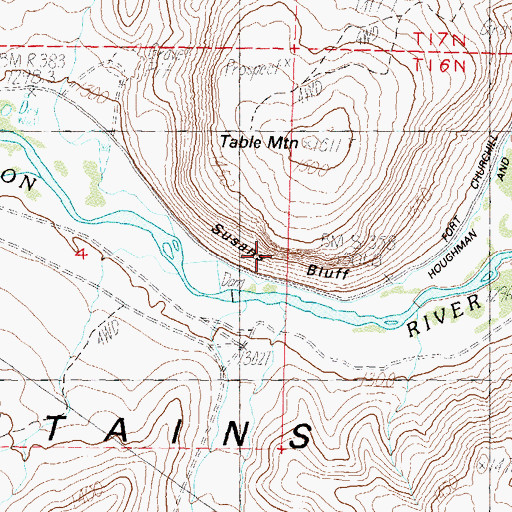 Topographic Map of Susans Bluff, NV