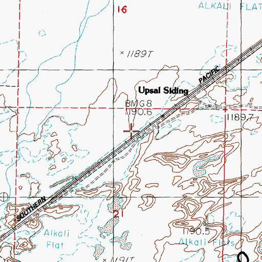 Topographic Map of Upsal Siding, NV