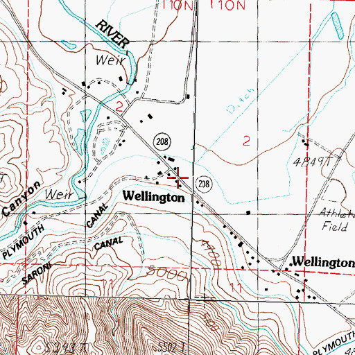 Topographic Map of Wellington, NV