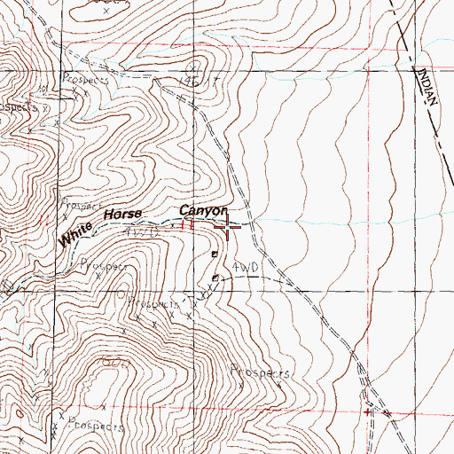 Topographic Map of White Horse Canyon, NV