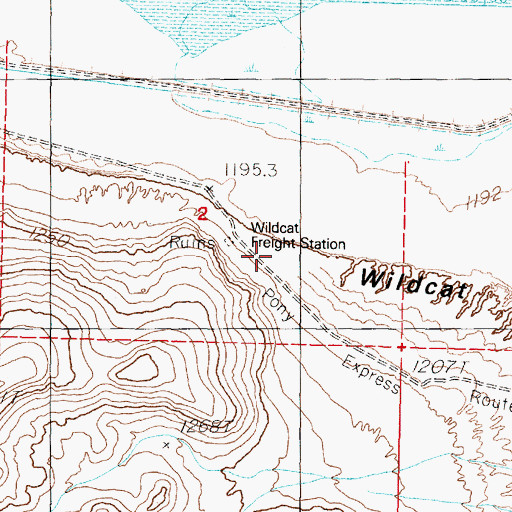 Topographic Map of Wildcat Freight Station, NV