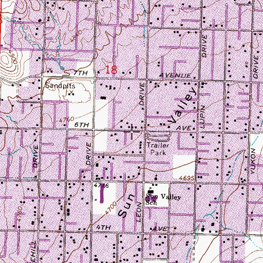 Topographic Map of Sun Valley, NV