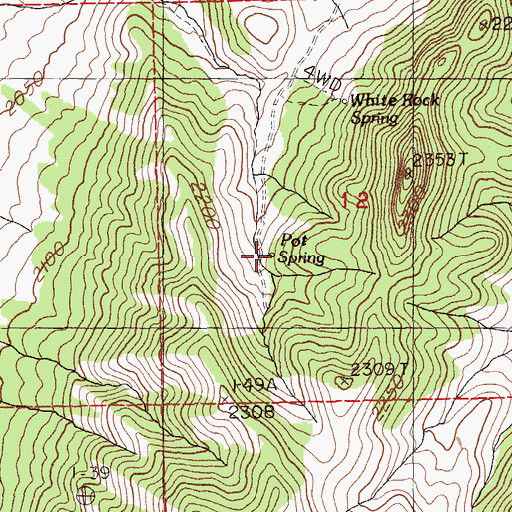 Topographic Map of Pot Spring, NV