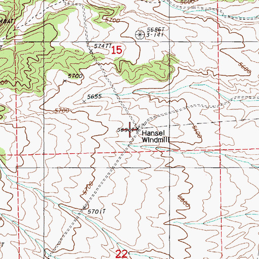 Topographic Map of Hansel Windmill, NV