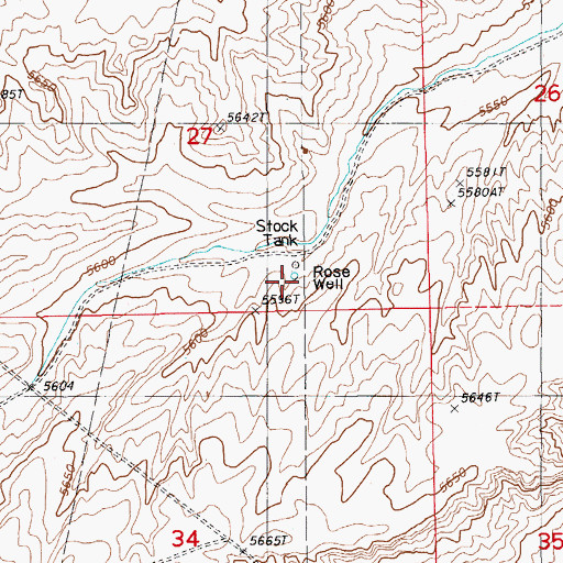 Topographic Map of Rose Well, NV