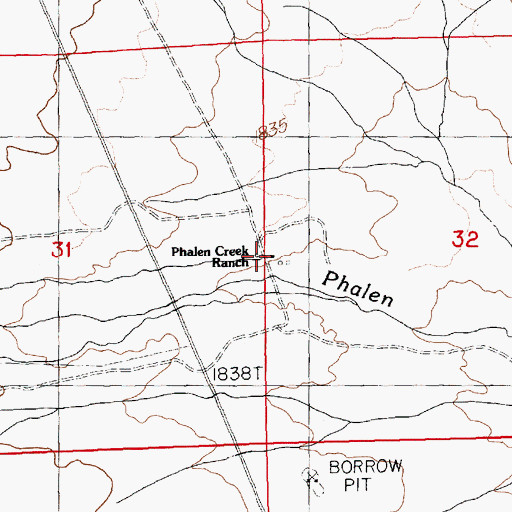 Topographic Map of Phalen Creek Ranch, NV