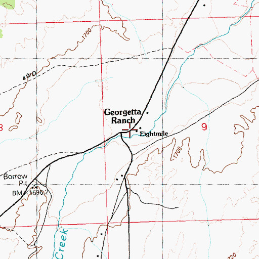 Topographic Map of Eightmile, NV