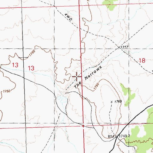 Topographic Map of The Narrows, NV