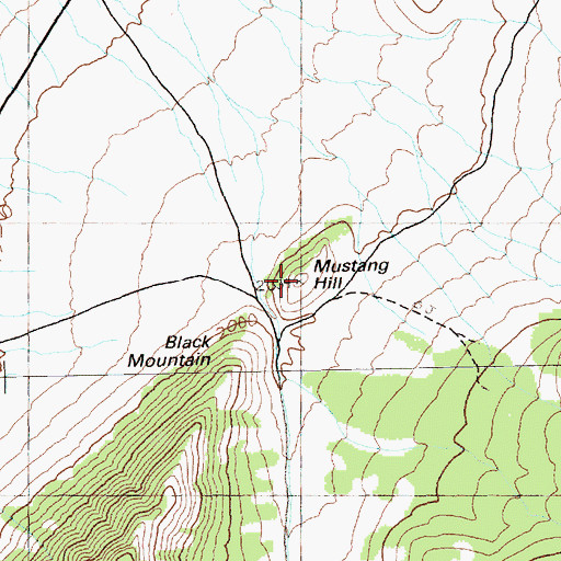 Topographic Map of Mustang Hill, NV