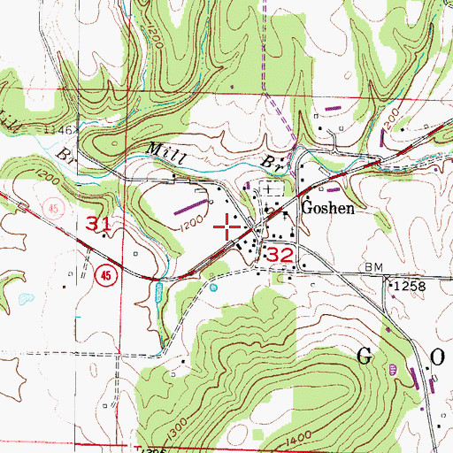 Topographic Map of Goshen Post Office, AR