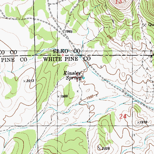 Topographic Map of Kinsley Spring, NV