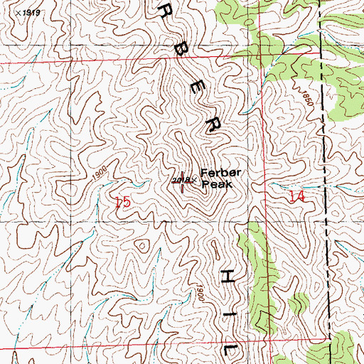 Topographic Map of Ferber Peak, NV