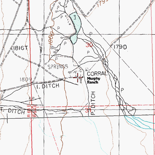 Topographic Map of Murphy Ranch, NV