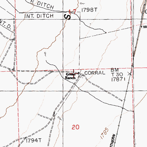 Topographic Map of Green Ranch, NV