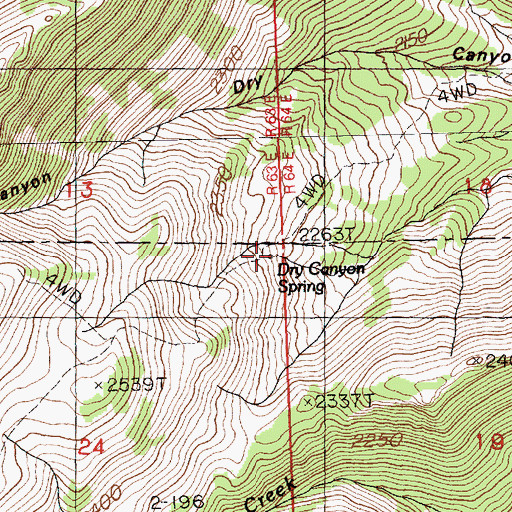 Topographic Map of Dry Canyon Spring, NV