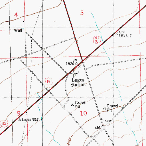 Topographic Map of Lages Station, NV