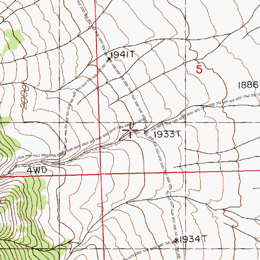 Topographic Map of Wood Canyon, NV