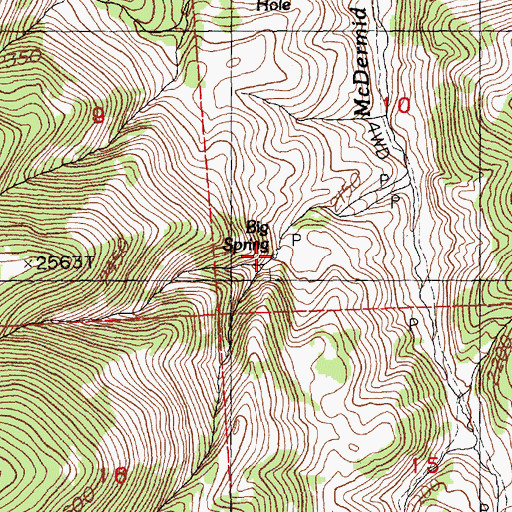 Topographic Map of Big Spring, NV