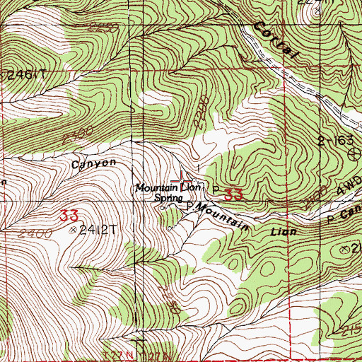 Topographic Map of Mountain Lion Spring, NV