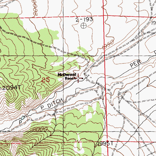 Topographic Map of McDermid Ranch, NV