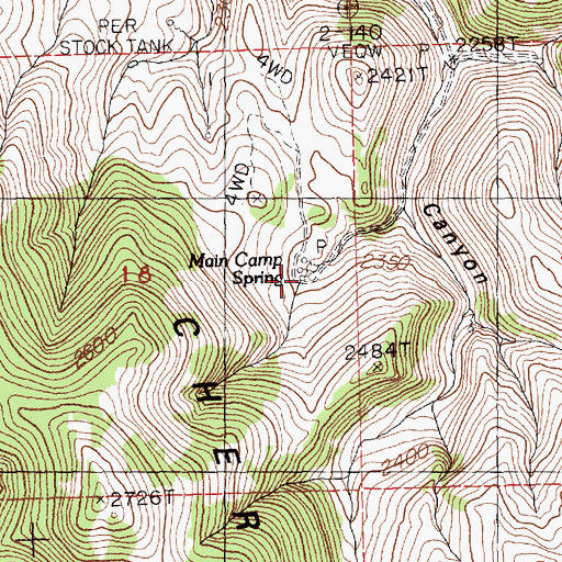 Topographic Map of Main Camp Spring, NV
