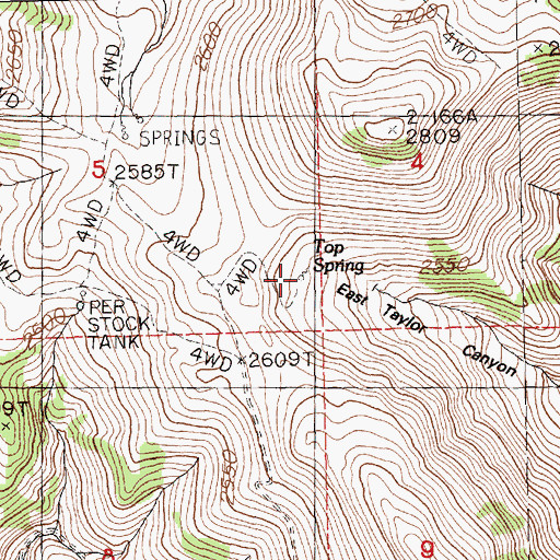 Topographic Map of Top Spring, NV