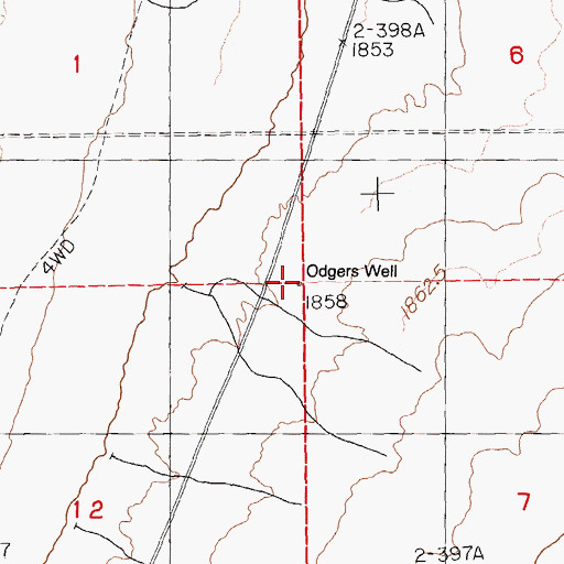 Topographic Map of Odgers Well, NV