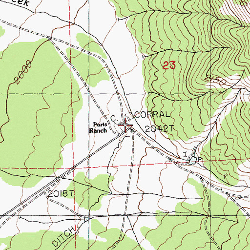 Topographic Map of Paris Ranch, NV