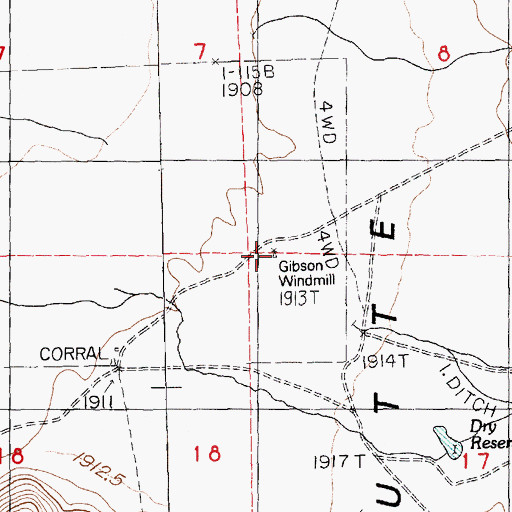 Topographic Map of Gibson Windmill, NV