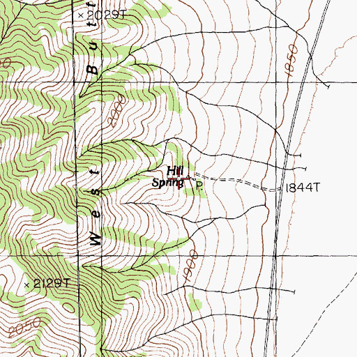 Topographic Map of Hill Spring, NV