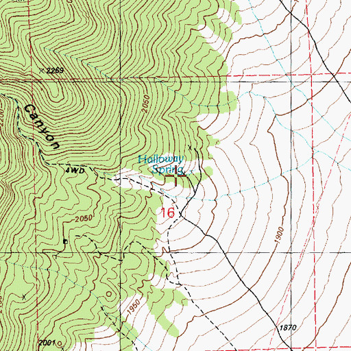 Topographic Map of Halloway Spring, NV