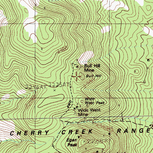 Topographic Map of Bull Hill, NV