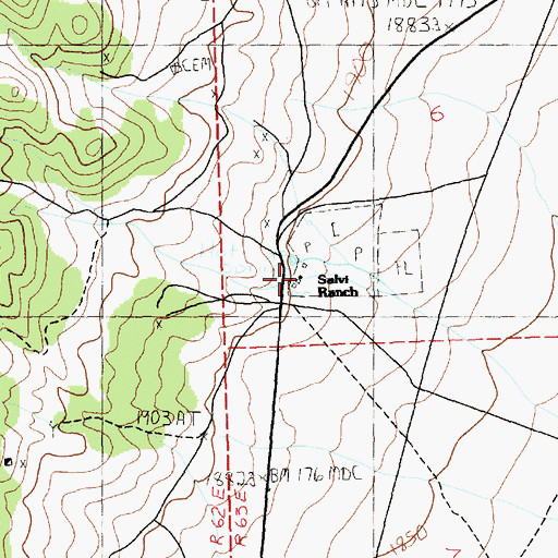 Topographic Map of Salvi Ranch, NV