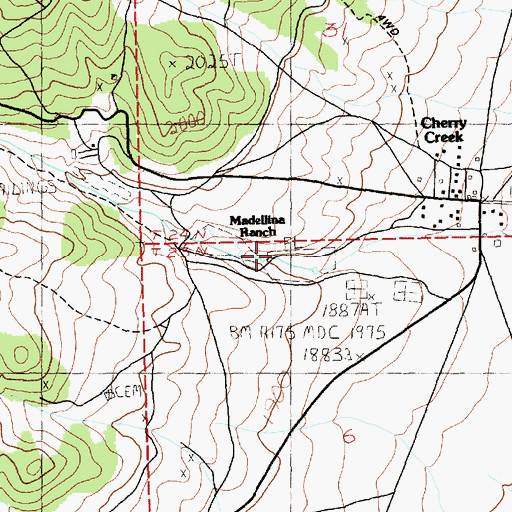 Topographic Map of Madellina Ranch, NV
