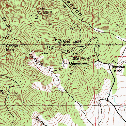 Topographic Map of Uppertown (historical), NV