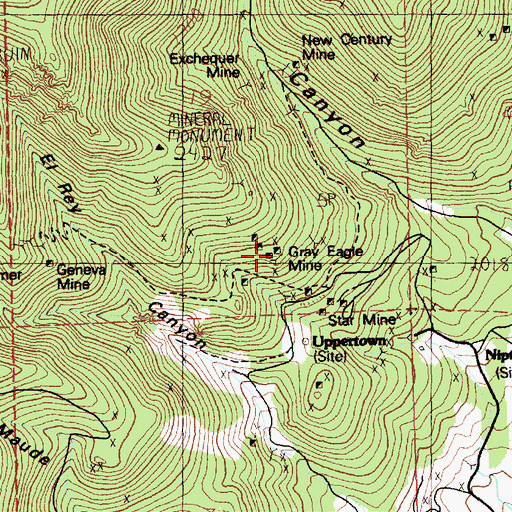 Topographic Map of Gray Eagle Mine, NV
