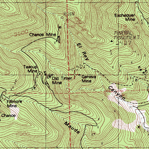 Topographic Map of Geneva Mine, NV