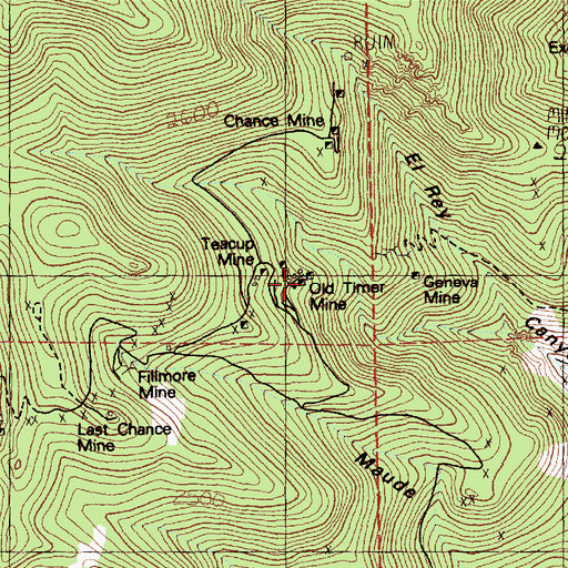 Topographic Map of Old Timer Mine, NV