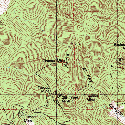 Topographic Map of Chance Mine, NV