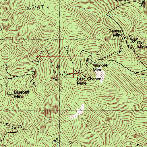 Topographic Map of Last Chance Mine, NV