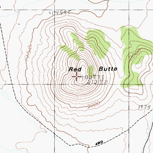 Topographic Map of Red Butte, NV