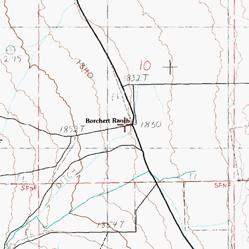 Topographic Map of Borchert Ranch, NV