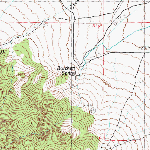 Topographic Map of Borchert Spring, NV