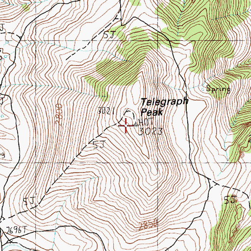 Topographic Map of Telegraph Peak, NV